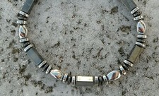 100 Black n Silver Magnetic Hematite NECKLACE BRACELET ANKLET Super Strength