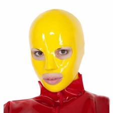 Yellow Latex Hood Mask,Handmade Natural Rubber Mask for Cosplay Costumes