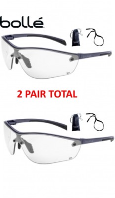 Bolle 40237 Silium+ Safety Glasses, Graphite Frame & Clear Anti-Fog Lens, 2 PAIR