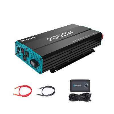 Renogy 2000W Pure Sine Wave Inverter 12V DC to 120V AC Converter for Home RV USB
