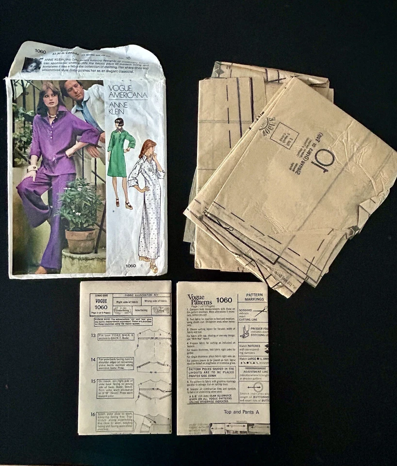 Vogue Americana Designer Pattern 1060 Anne Klein Size 10 Dress Top Pants Cut - Image 4 of 4