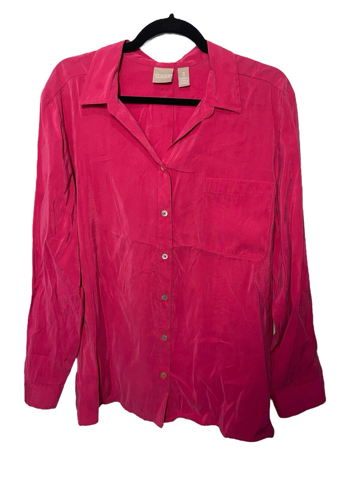 Chicos Modal Polyester Long Sleeve Button Up Pink… - image 1