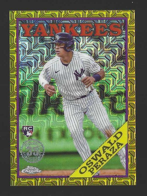 2023 Topps Chrome Silver Pack Oswald Peraza Yankees RC Rookie Gold Refractor /50