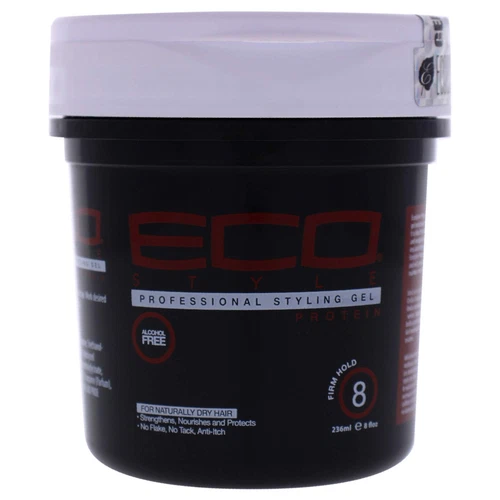 Eco Style Professional Styling Gel Protein For Dry Hair 8 oz Black Gel
