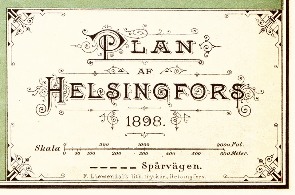 Helsinki, Helsingfors old city map from 1898 (F. Liewendal) Vintage Print Poster - Image 2 of 4