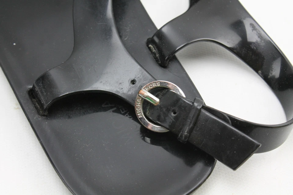 Zapatos de verano Michael Kors MK Plate Jelly PVC para mujer 8M sandalias con escudo Foto 3 de 4