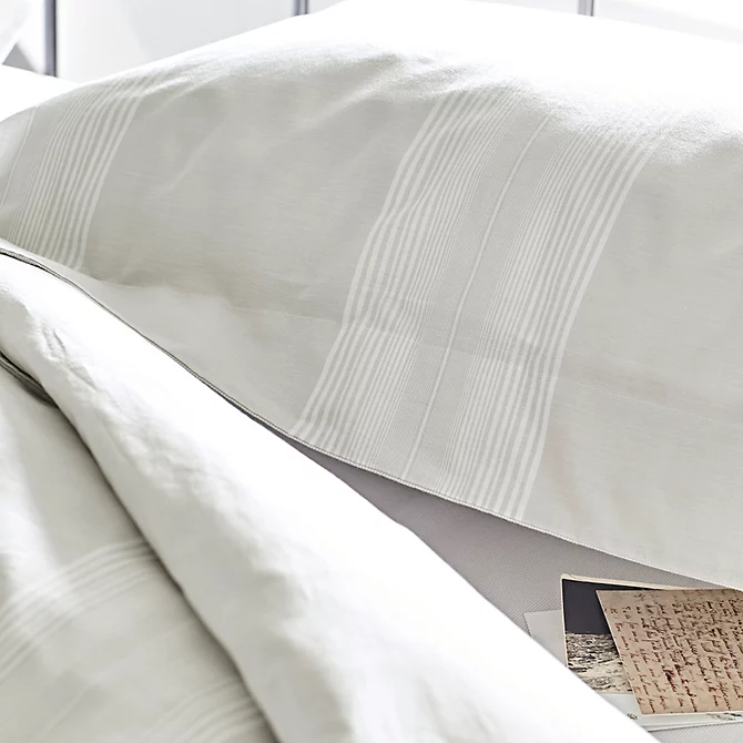 The White Company Oxford Pillowcase Monmouth Stripe Tumbled Cotton Euro
