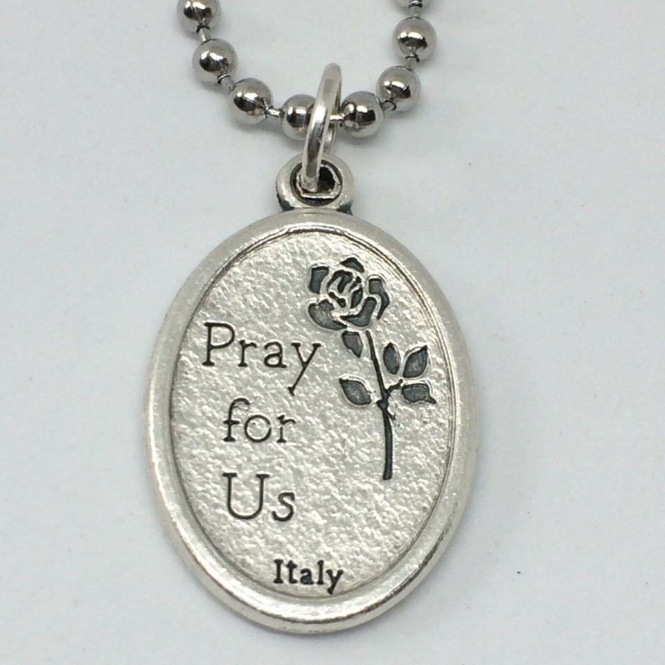 St Padre Pio Medal Italy Stainless steel ball chain USA Necklace prayer ...