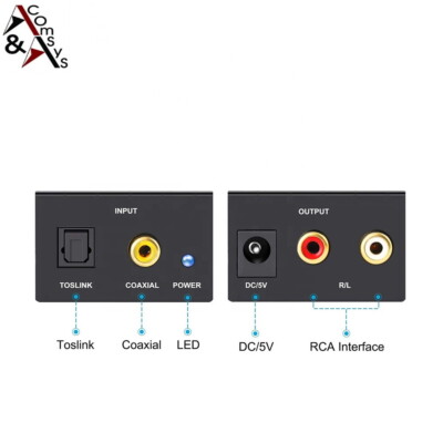 Audio Konverter Wandler Digital Zu Analog Optisch Toslink Koaxial Auf RCA SPDIF