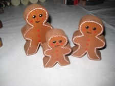Handcrafted Wood Gingerbread Family