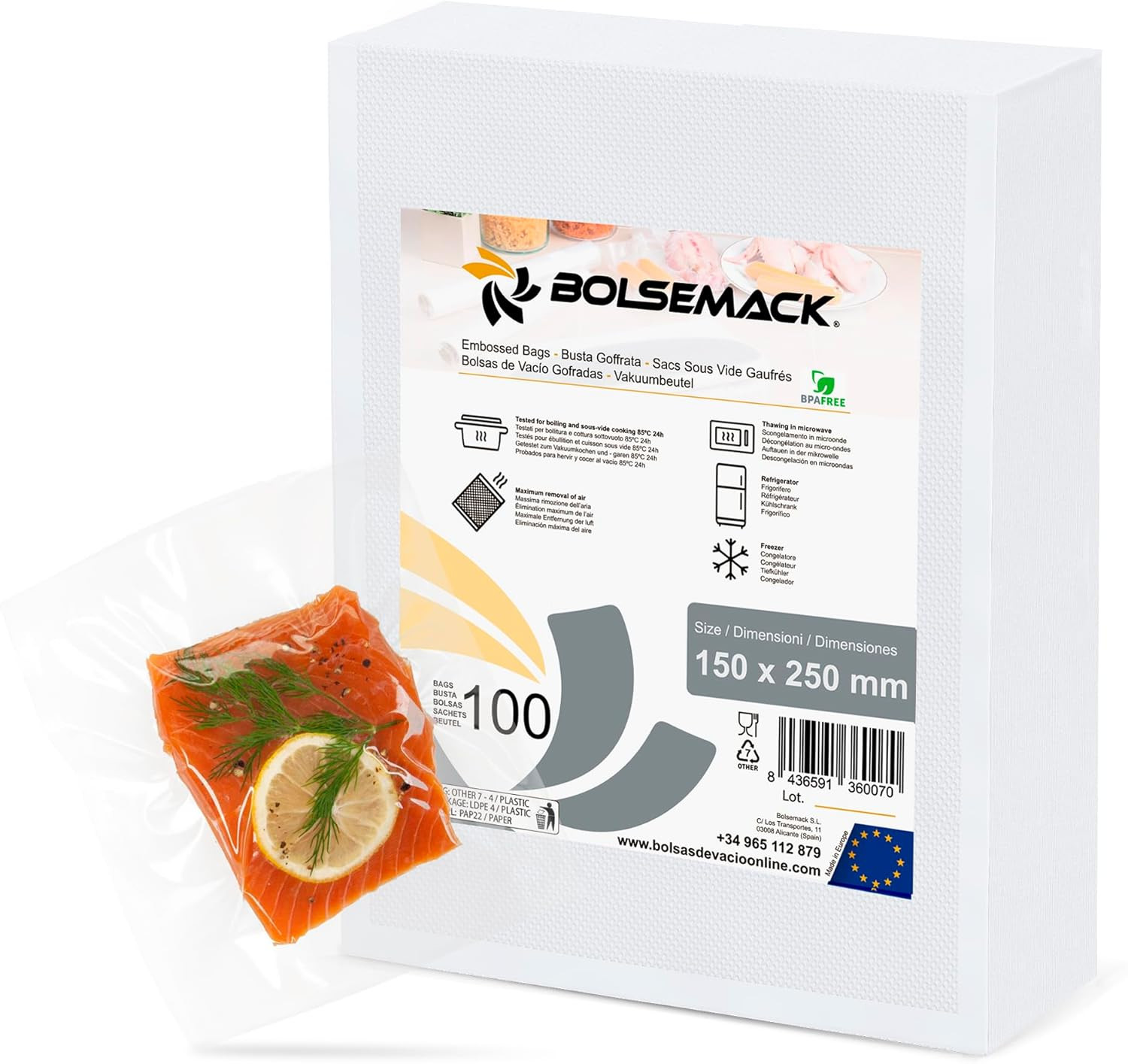 Sacchetti Sottovuoto Alimenti Professionali 15x25cm 105my - 100 Pezzi