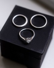 3 rings incl.18ct White Gold Heart Diamond Cluster Ring GIA VS2 G 0.51ct  Size M