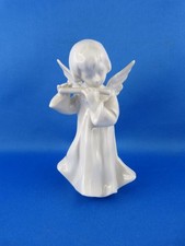 Porzellan Figur Gräfenthal Engel mit Querflöte (weiß) Wintermotiv / Weihnachten