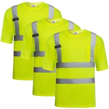 Hi Vis T Shirt 3pcs, High Visibility Shirts for Men Women Work Safety Shirts ...