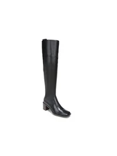 FRANCO SARTO Womens Black Pull Tabs Forla Block Heel Leather Heeled Boots 8.5 M