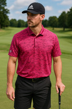 Adidas Golf Primegreen Polo Shirt Men 2XL Pink Camo Jacquard