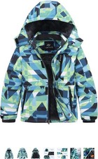 FARVALUE Boys Winter Warm Waterproof Ski Jacket Windproof 10-12 Y Green Blue