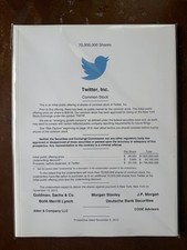 2013 Twitter, Inc. IPO Final Prospectus Initial Public Offering Rare Original X