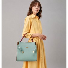 Image of NWT Tory Burch Lee Radziwill Double Bag Large Rivulet Green Leather Suede $1098