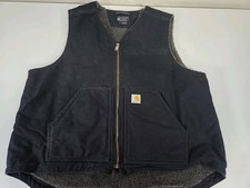 Carhartt Vest Men's XL Black Sherpa Fleece Lined Duck Canvas 104394-BLK V26 Work