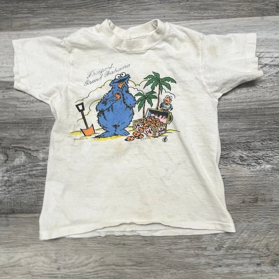 True Vintage Sesame Street Cookie Monster Shirt Boys 3T Cartoon 70s Muppets - Image 2 of 4