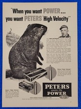 VINTAGE 1955 PETERS / DUPONT CLASSIC AMMUNITION PRINT AD SMALL GAME HUNTING