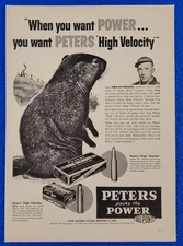 VINTAGE 1955 PETERS / DUPONT CLASSIC AMMUNITION PRINT AD SMALL GAME HUNTING