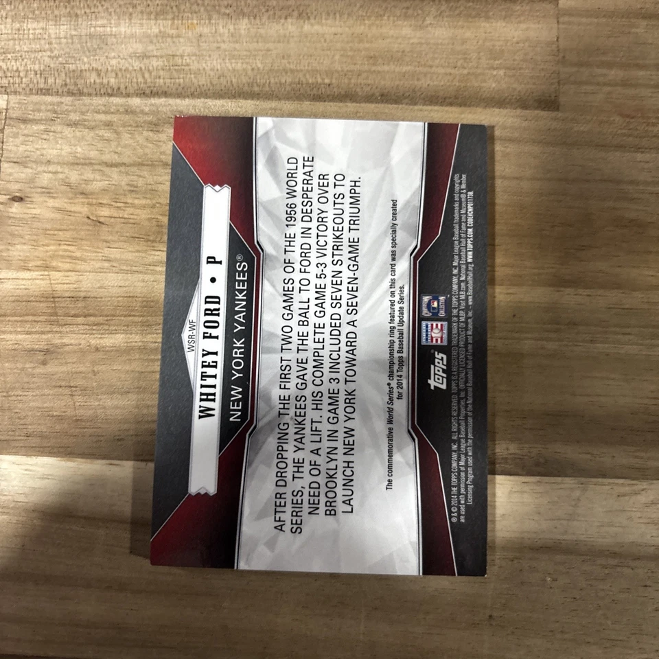 Serie Actualización Topps 2014 - Anillo Fabricado Campeones de la Serie Mundial Whitey Ford Foto 2 de 2