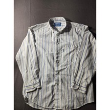 Vintage Levis San Francisco Striped Button Down Shirt Men Large Blue White Big E
