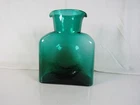 Blenko Water Pitcher Bottle Double Spout Green Hand Blown Glass