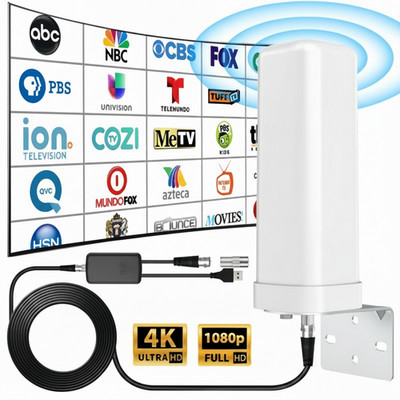 Digital TV Antenna Outdoor/Indoor 500+ Miles Range HDTV Antenna 4K HD 1080P