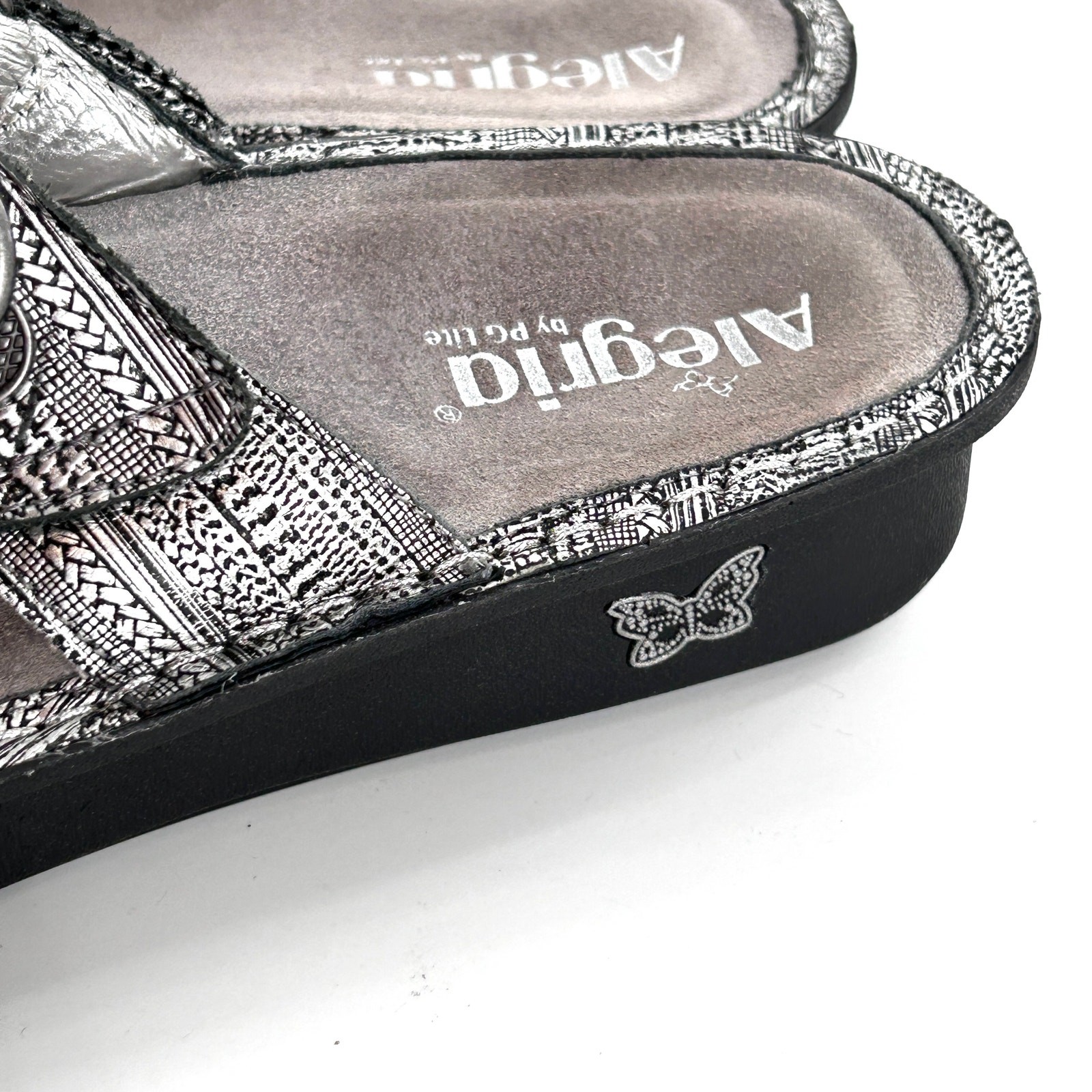 APL Sandali Alegria Carina catena posta 42 11 argento grigio pelle plateau comfort