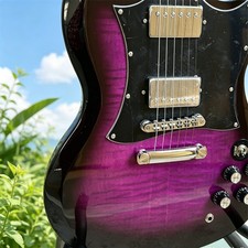 US Warehouse New SG Gloss Purple Flame Maple Top Electric Guitar Chrome Parts
