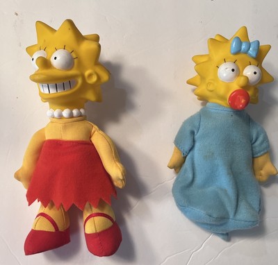 1990 The Simpsons TV Show LISA & MAGGIE Plush 8'' Vinyl Dolls lot (2) Burger King