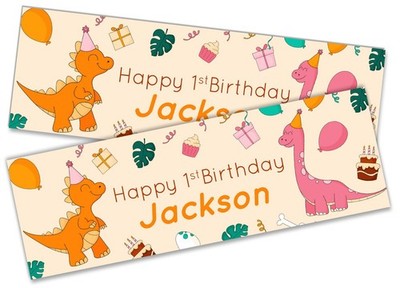 Personalised Dinosaur Birthday Banner Any Name Age Team - Custom Kids Party 79