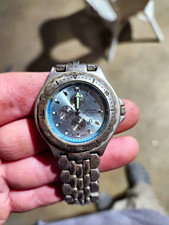 Orologio Analogico Cronografo Quarzo Ginevra Quadrante Blu/Argento Sunburst Bracciale Metallo