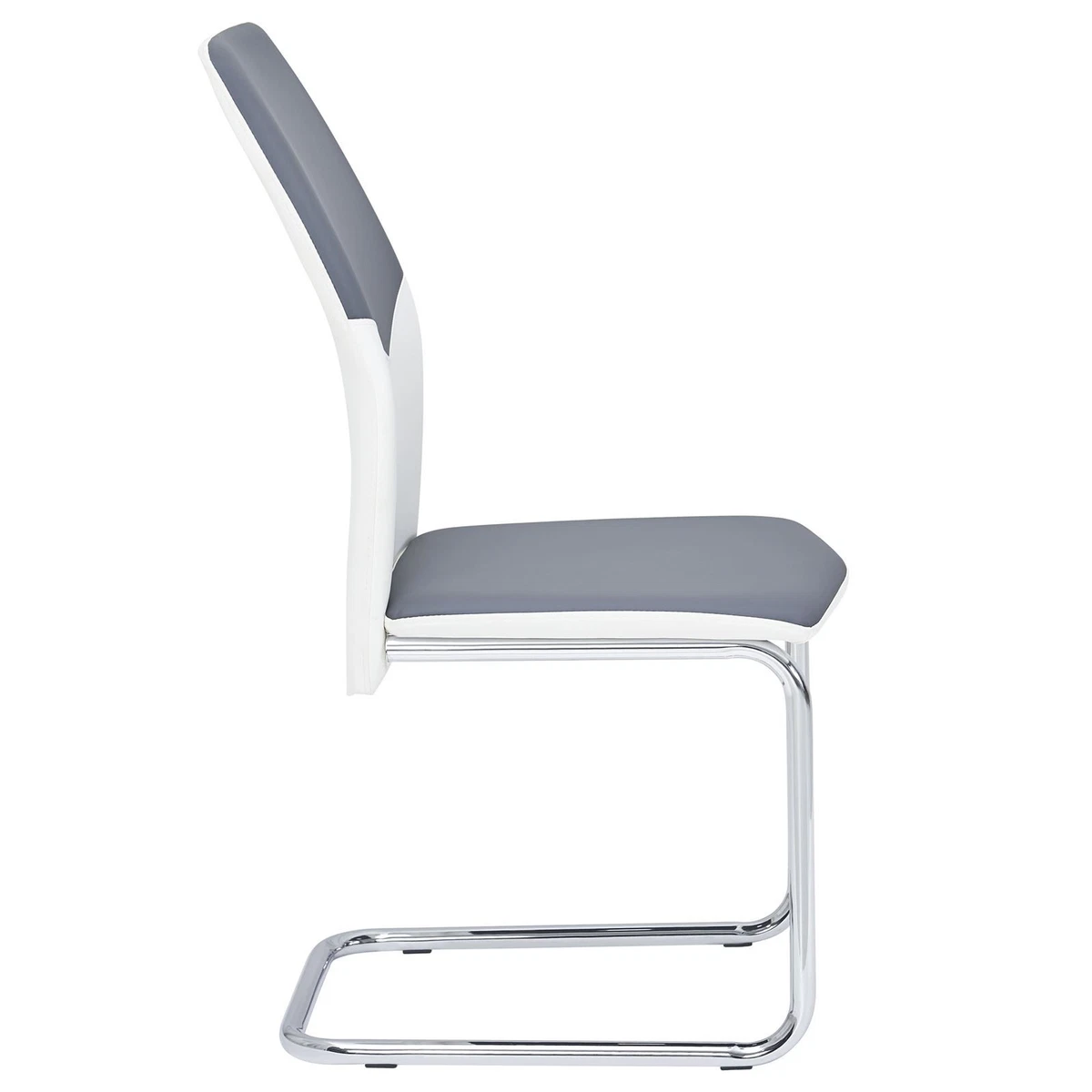 Schwingstuhl Esszimmerstuhl Freischwinger 4er Set in grau weiss Gestell verchrom