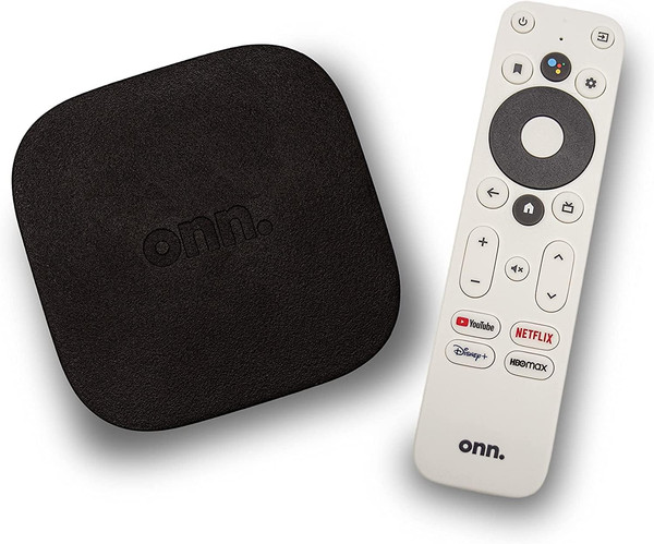 Dispositivo de transmisión ONN Android TV 4K UHD con control remoto por voz Google Assistan
