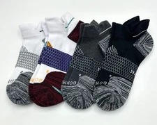 4 Pairs Bombas Women's Lightweight Running Ankle Socks Size Large 4 Colors Mix