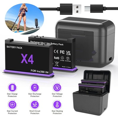 Für Insta360 X4 Akku 2500mAh mit Ladebox Schnellladung 2 Stk Ersatz Akkus DHL