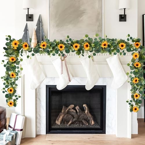  Pack Artificial Sunflower Garland, 6ft/Strand Silk Sunflowers Hanging Large 2