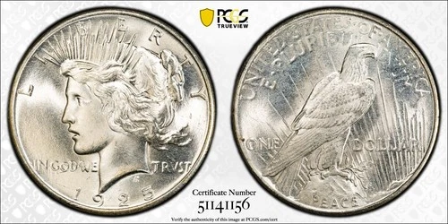 🔥🎄1925 Peace Dollar PCGS MS66 - BLAST WHITE STUNNING COIN!!! VIDEO L👀K 🎄🔥