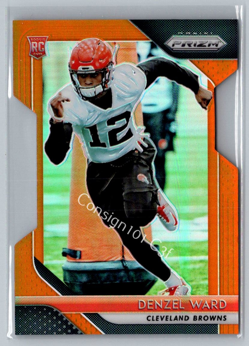 2018 Panini Prizm #241 Denzel Ward Prizm Orange Die Cut #/249