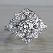 3Ct Round Cut Lab-Created Diamond Engagement Wedding Ring 14k White Gold Plated