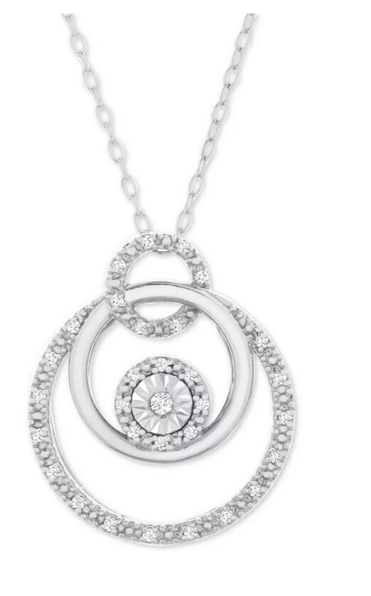 Macy's Diamond Triple Circle 18" Pendant Necklace (1/10 ct.) in Sterling Silver eBay