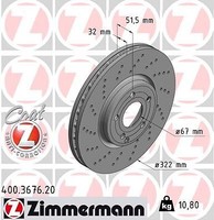 2X Zimmermann 400.3676.20 Bremsscheibe FüR MERCEDES-BENZ