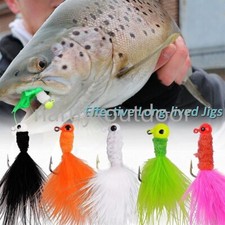 25PCS Jig Heads Marabou Feather Hooks Fishing Lures Bass Walleye Panfish Sunfish