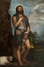 oil painting Portrait of Saint John the Baptist handmade on canvas wall Deco 36"