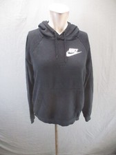 NIKE Size S Womens Black Cotton Blend Pocket Drawstring Athletic Gym Hoodie 654