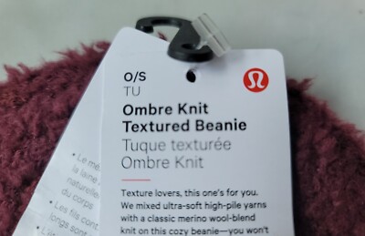 Lululemon Hat Ombre Knit Textured Beanie One Size Maroon Red  display picture 1